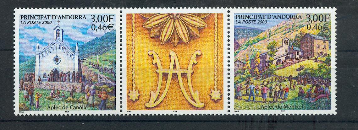 Andorre 531 à 532 avec vignette Fêtes 2000 neuf ** luxe MNH SIN CHARNELA cote timbres 3.8