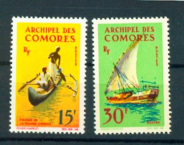 Comores  33 34 1964 embarcations neufs avec trace de charnière * TB MH con charnela cote  10