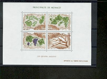 Monaco bloc feuillet BF 38 FLORE LA VIGNE -1/4 de cote neuf ** TB MNH SIN CHARNELA cote 17 