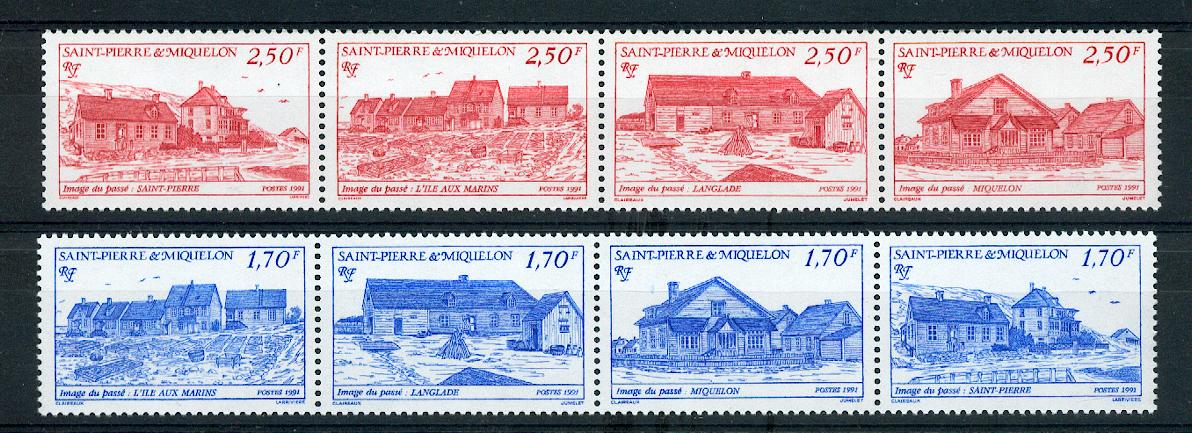 Saint Pierre et Miquelon 537 544 1991 à la faciale maisons en bande neuf **TB MNH sin charnela  