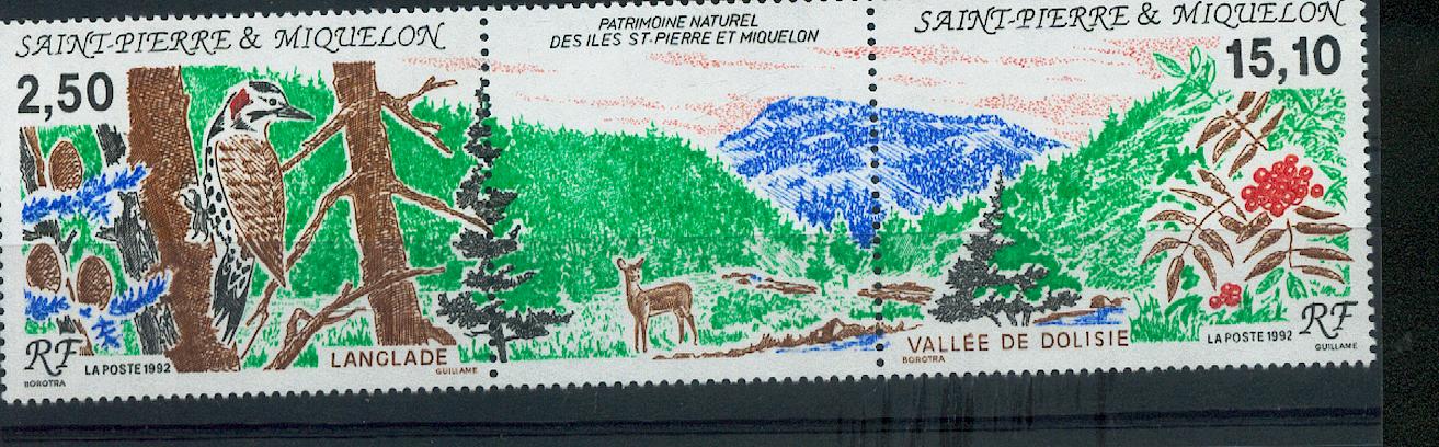 Saint Pierre et Miquelon 568 A 1992 à la faciale sapins et faune neufs tb** MNH sin charnela  