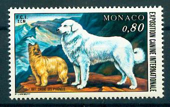 MONACO 1093 1977 1/4 de cote chien des pyrénées neuf ** TB MNH SIN CHARNELA Cote 8.3 euros