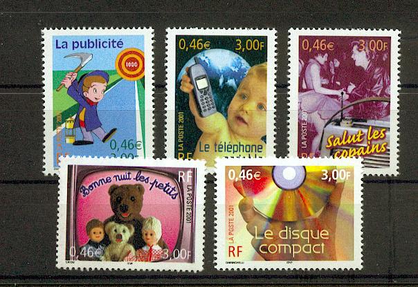 France 3372 3376 2001  la communication neufs ** LUXE MNH sin charnela  