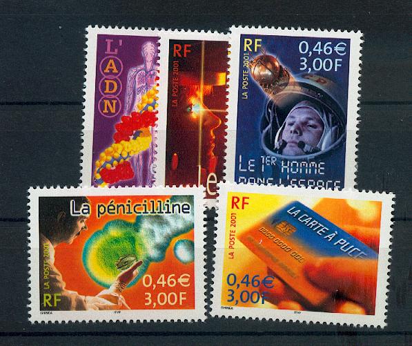 France 3422 3426  2001 sciences  du bf neuf ** TB MNH sin charnela  