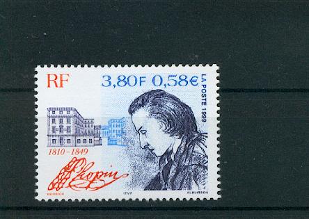 France 3287 1999 à la faciale Frédéric Chopin neuf luxe ** MNH sin charnela  