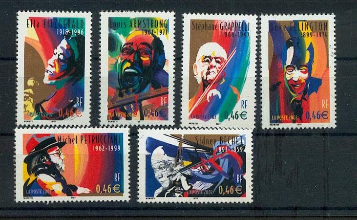 France 3500 3505 2002  Interprètes de jazz neuf ** TB MNH sin charnela  faciale 2.76