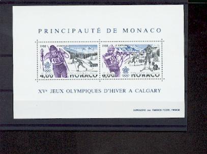 MONACO bloc feuillet BF 401988 J.O calgary 1/4  de cote neuf ** TB mnh sin charnela cote 18.75  