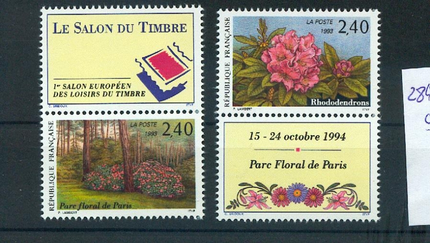 France 2849 2850 salon du timbre avec vignette neufs ** TB MNH SIN CHARNELA  cote 14