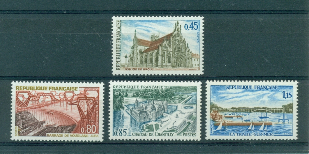 France - 1969 - TP 1582 / 5 - Eglise - Barrage - Chateau - Port - Neuf ** NMH