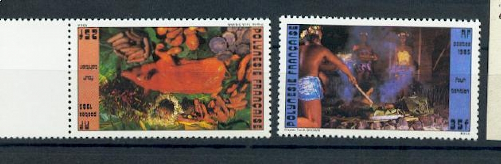 Polynésie 241 242 1/4 de cote 1985 COUTUMES Alimentaires neuf ** TB MNH SIN CHARNELA cote 2.25 