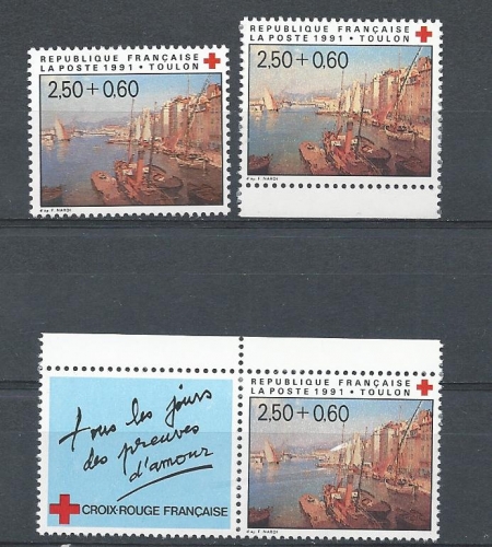 FRANCE croix rouge 2733 - 2733a -2733a+vignette  NEUFS**