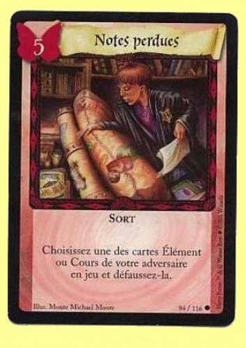 Trading Card Harry Potter N°96/116 Notes perdues Sort