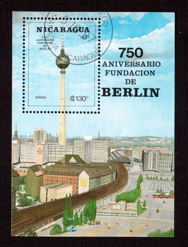 Nicaragua Année 1987 Bloc o 750 ème anniversaire de la Fondation de Berlin 