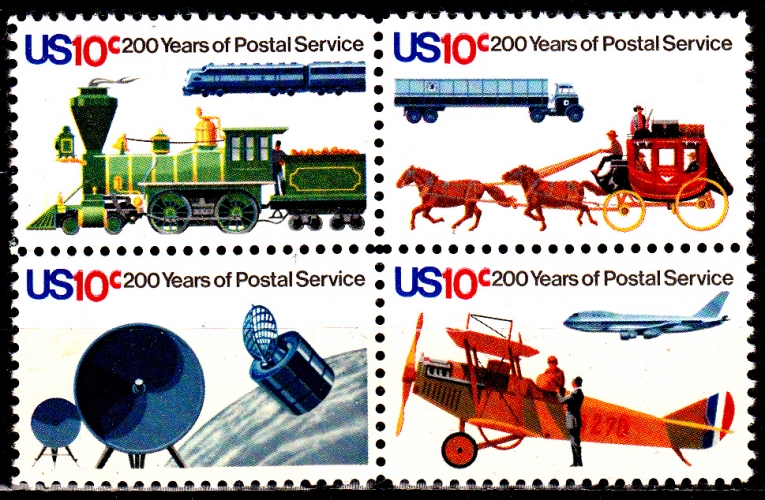 USA 1062 / 65 ( se tenant ) 200e anniversaire du Service postal