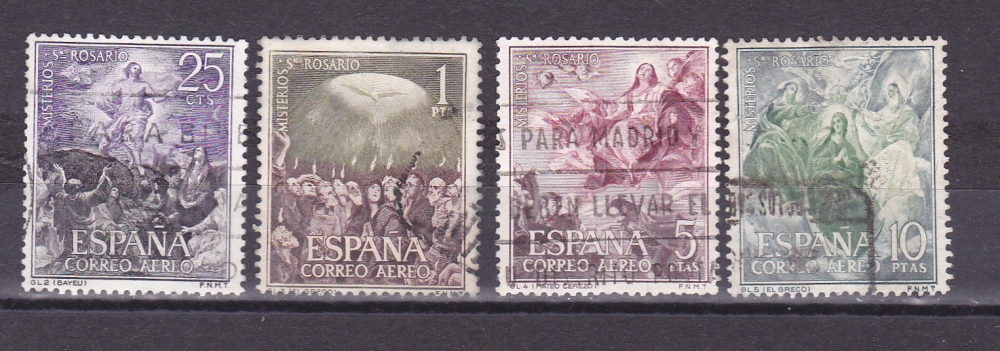 ESPAGNE  1962   Y&T PA  n° 290-291-292-293   Série Les quinze mystères du Rosaire