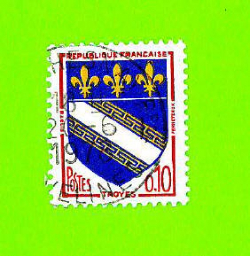 Timbre Oblitéré Used Stamp Selo Carimbado Blason de Troyes FRANCE 1963 Y&T 1353