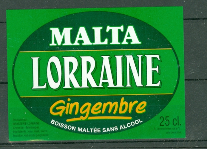 Etiquette Biere - Martinique - brasserie Lorraine - Lamentin