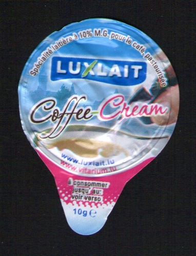 Opercule de lait Coffee Cream LUXLAIT Crème pour le café LUXEMBOURG