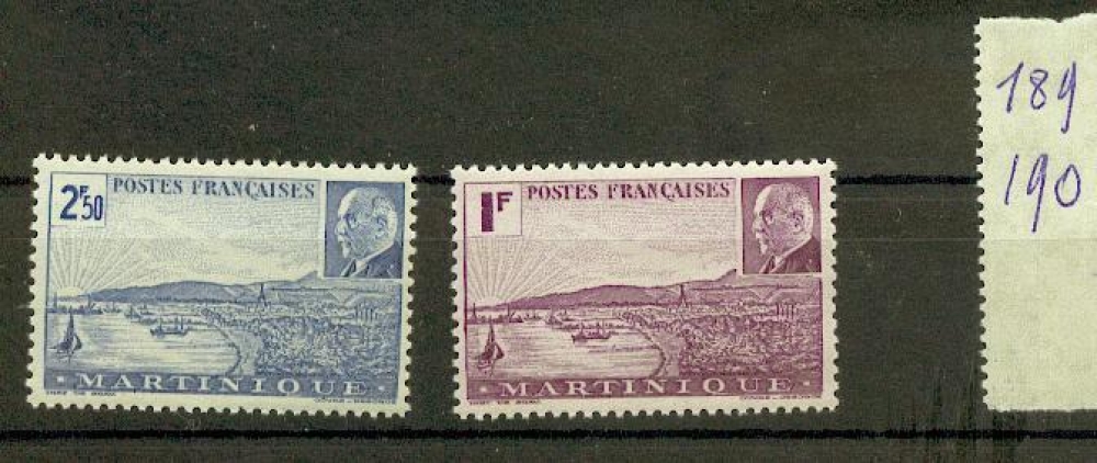 Martinique 189 190 Pétain neuf avec trace de charnière* TB MH coN CHARNELA cote 2