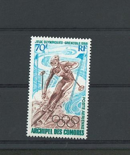 Comores PA 22 1968 ski JO grenoble neuf avec trace de charnière* TB MH con charnela cote 6.5