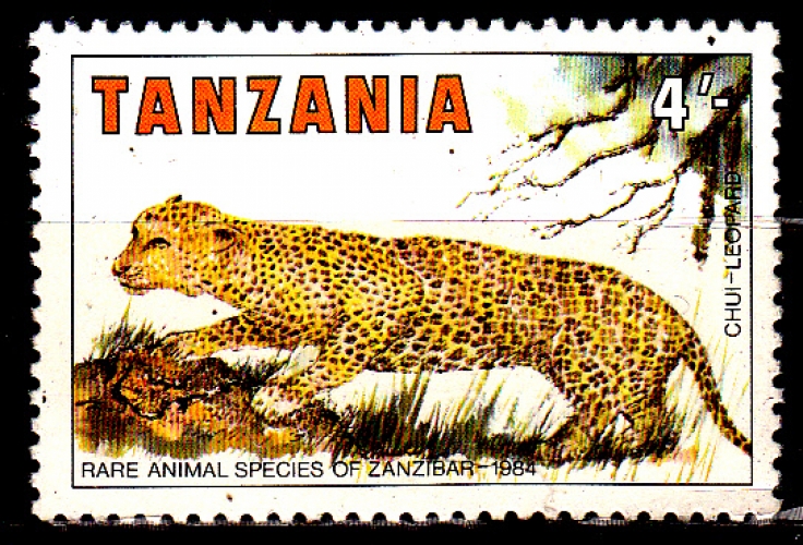 Tanzanie 256 ( Hors série ) Espèces rares / Seul timbre félin / Léopard