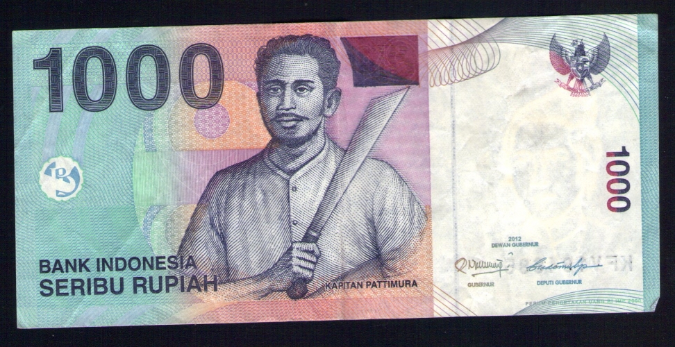 Billet de Banque Nota Banknote Bill 1000 SERIBU RUPIAH Indonésie Kapitan Pattimura 2012