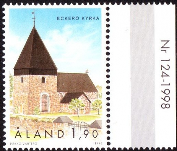 Aland 1998 Église Saint-Laurent d´Eckerö / Church of Eckerö (bord de feuille daté)