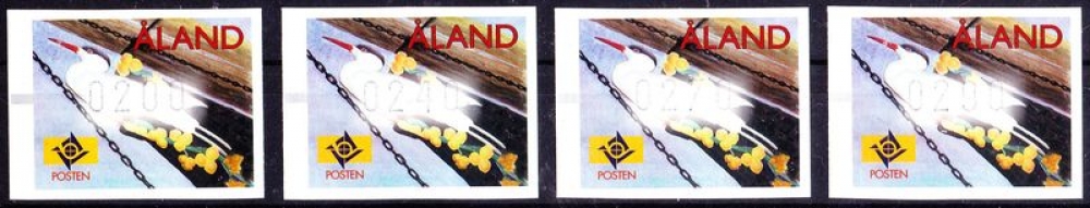 Aland 1999 Figure de proue Cigogne sur un grand voilier (timbres de distributeurs)