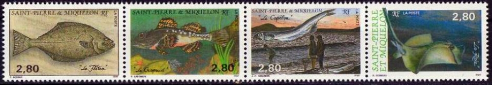Saint-Pierre et Miquelon 1993 Poissons : flétan, crapaud, capélan, raie