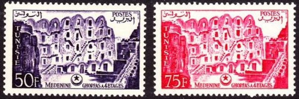 Tunisie 1956 Ghorfas à 4 étages à Medenine - Y&T 417/8 **