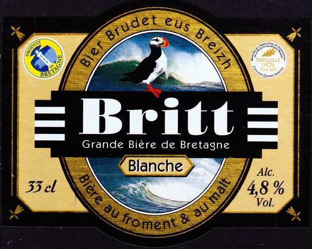 France Bière bretonne Britt Blanche (étiquette neuve)