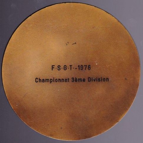 France 1976 Médaille FSGT Rugby attribuée à l'U.A.S.G. Paris, championne de 3ème division