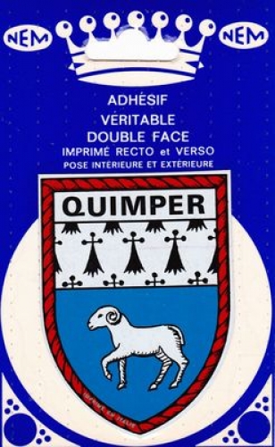 France 29 Quimper - Blason adhésif double face sur carte postale