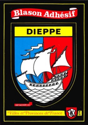 France 76 Dieppe - Blason adhésif sur carte postale