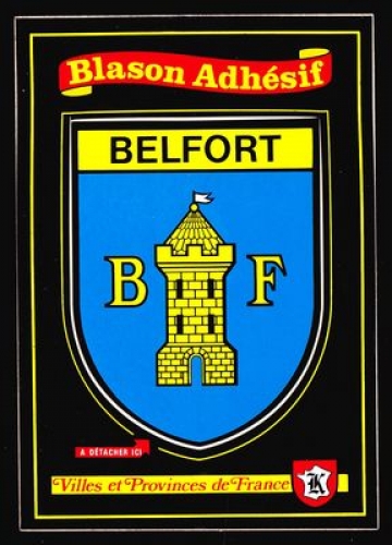 France 90 Belfort - Blason adhésif sur carte postale