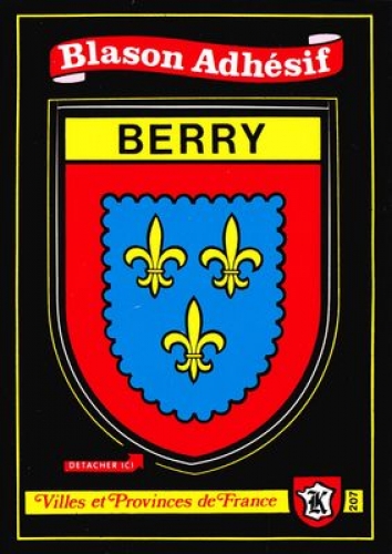 France Berry - Blason adhésif de la province sur carte postale