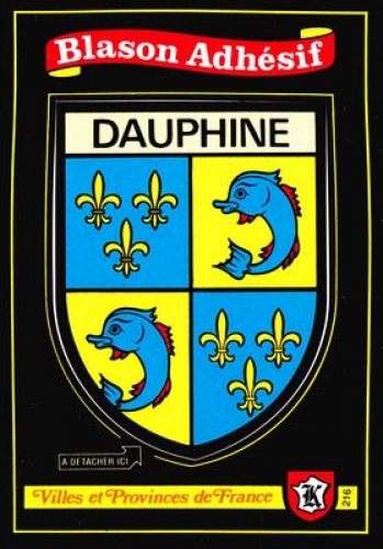 France Dauphiné - Blason adhésif de la province sur carte postale