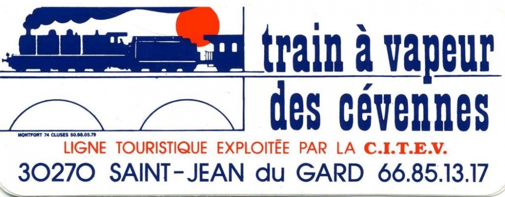 France 30 Saint-Jean du Gard 1988 - Autocollant Train à vapeur des Cévennes