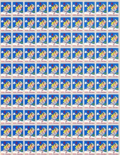 USA 1944 Facteur (feuille complète de 100 vignettes anti-tuberculeuses)