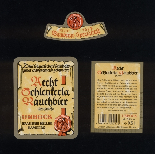 Lot 3 Etiquettes Bière Labels Beer AECHT SCHLENKERLA RAUCHBIER URBOCK BAMBERG 