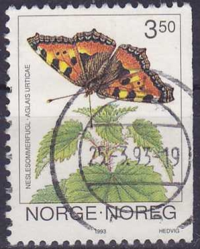 NORVEGE 1993 oblitéré N° 1072 papillons