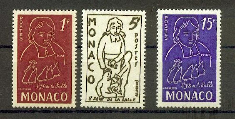 Monaco 402 404 Saint Jean Baptiste de la Salle neuf avec trace de charnière * TB MH cote 2.15 