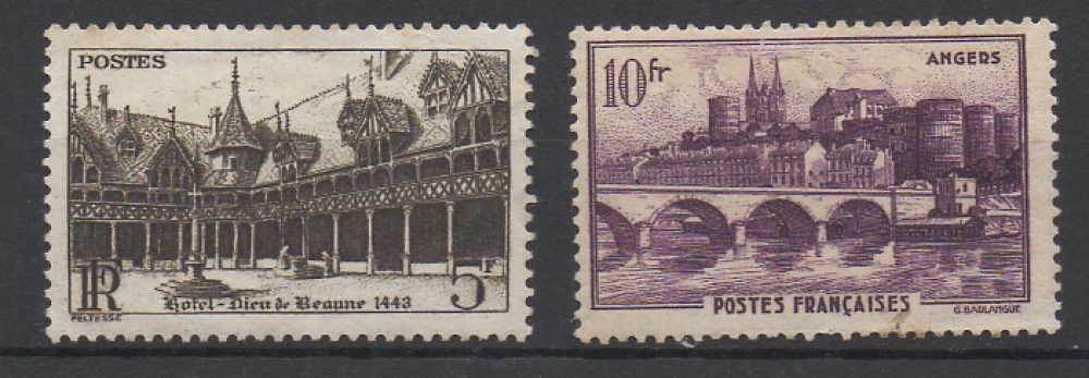  FRANCE 1941 - YT: 499 BEAUNE - YT: 500 ANGERS