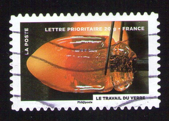 Timbre Oblitéré Used Stamp Fête du timbre 2012 Le timbre fête le feu Le Travail du Verre France