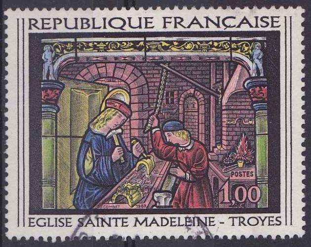 FRANCE 1967 OBLITERE N° 1531 Vitrail Eglise Sainte Madeleine de Troyes