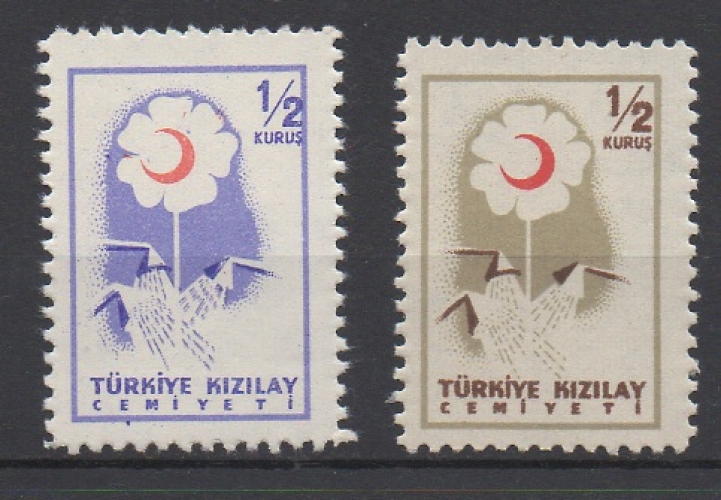 TURQUIE - CROISSANT-ROUGE : 2 TIMBRES