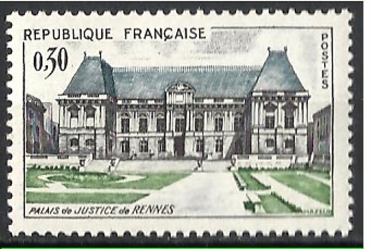 France - Y&T 1351 ** Palais de justice Rennes - année 1962