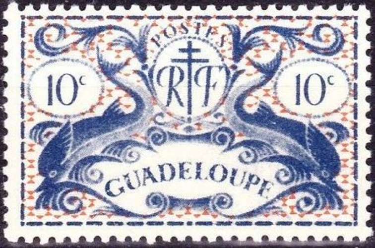 Guadeloupe 1945 De la série de Londres - Croix de Lorraine - Y&T 178 **