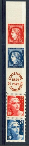 France 833 A bande centenaire du timbre (1949) neuf ** TB MNH cote 20