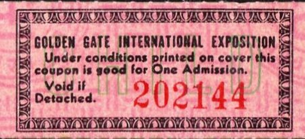 USA 1939 Ticket d´entrée à la Golden Gate International Exposition